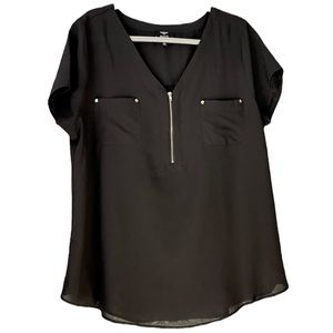 Black Blouse with Gold Zipper